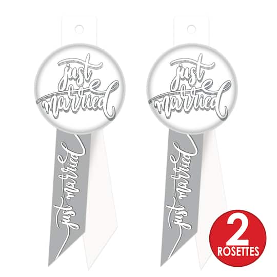 Beistle 5.5" Just Married Rosettes, 2ct.